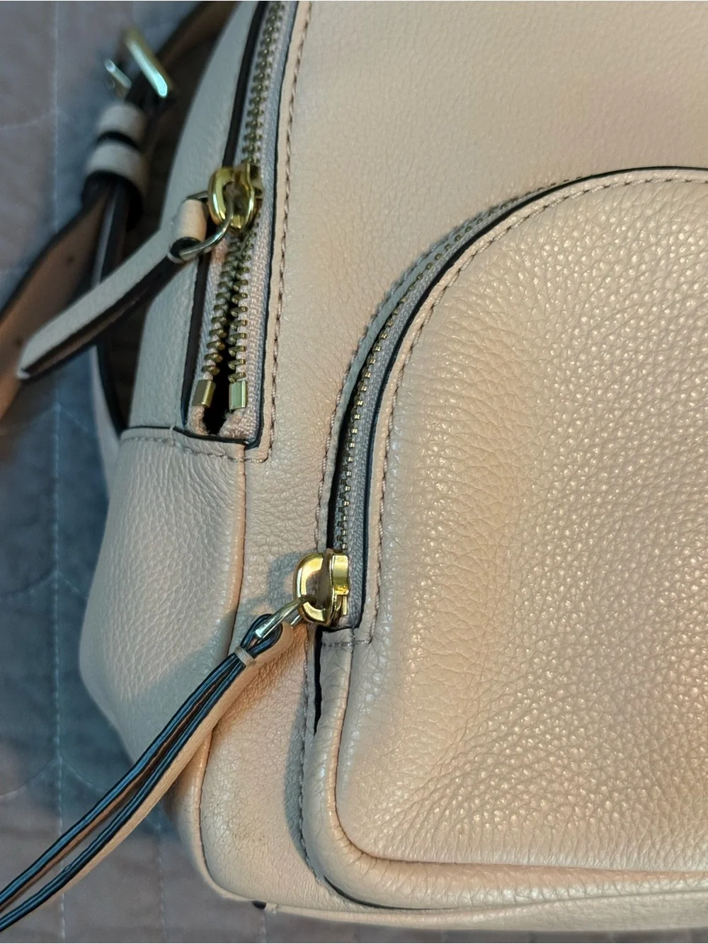kate spade pebble leather mini backpack in blush beige